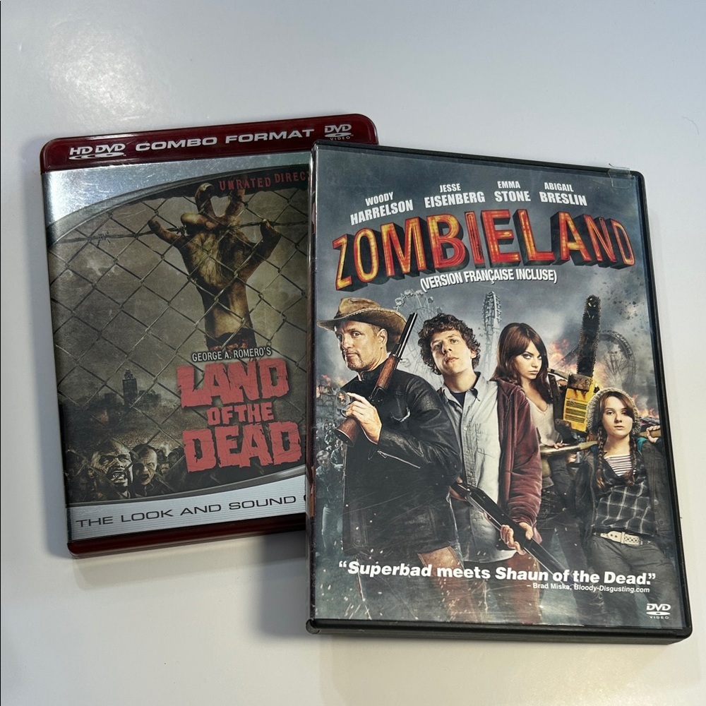 Zombie Movies Lot Zombieland‎ and Land of the Dead DVD HD